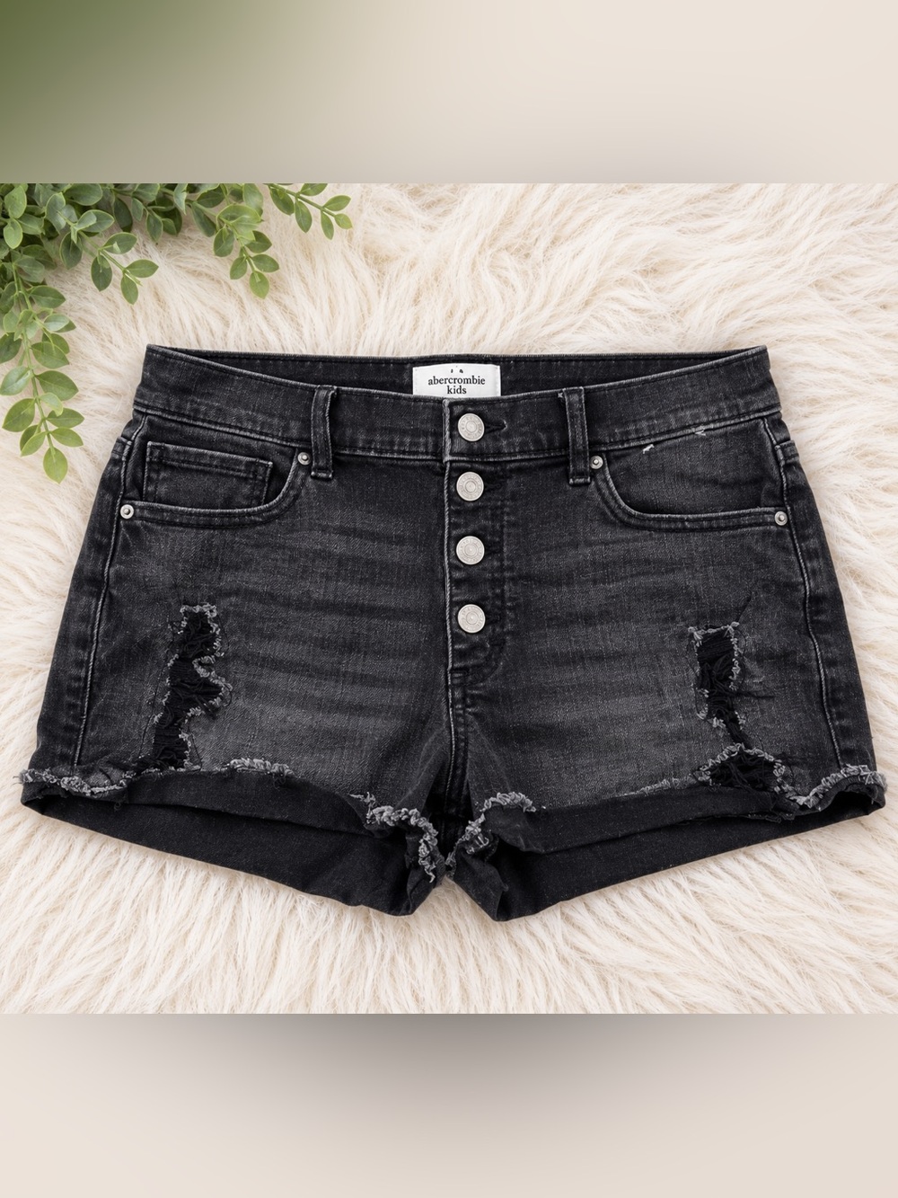 Abercrombie kids high rise shortie short blac denim o